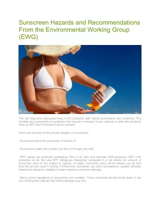 sunscreen hazards and recommendations from