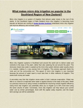 What makes micro drip irrigation so popular in the Southland Region of New Zealand