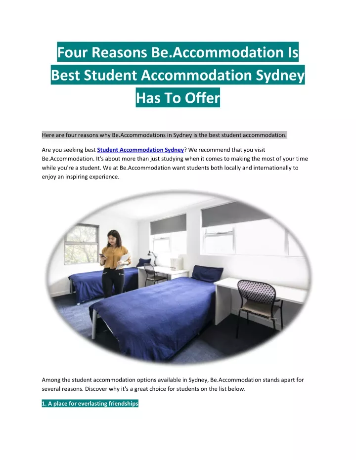 four reasons be accommodation is best student