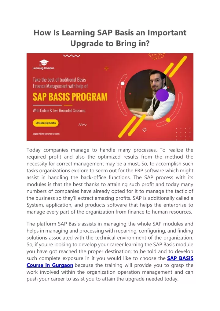 how is learning sap basis an important upgrade