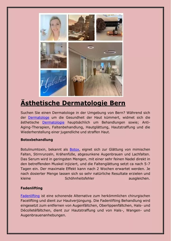 sthetische dermatologie bern