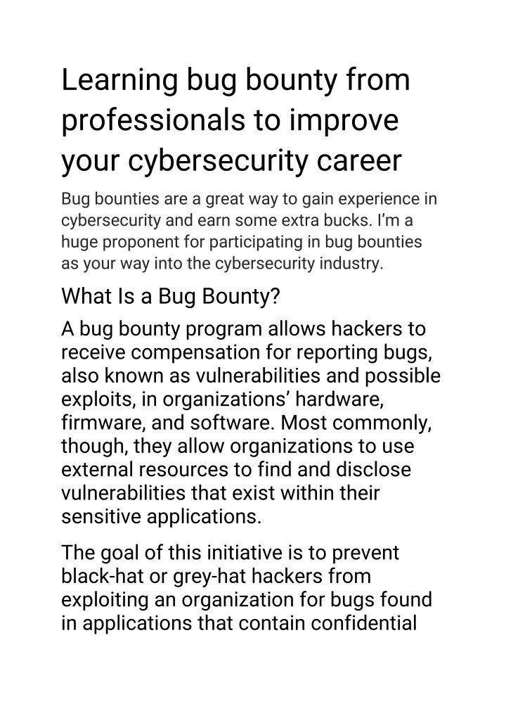 learning bug bounty from professionals to improve