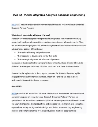 Vias 3d - Virtual Integrated Analytics Solutions-Engineering