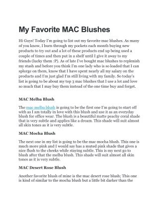 My Favorite MAC Blushes