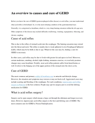 an overview to causes and cure of gerd