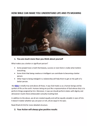 how bible can make you understand life