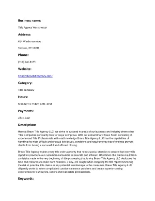 Title Agency Westchester