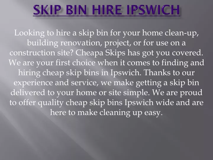 skip bin hire ipswich