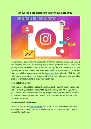 best Instagram tips for business 2021