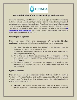 Get a Brief Idea of the UF Technology and Systems