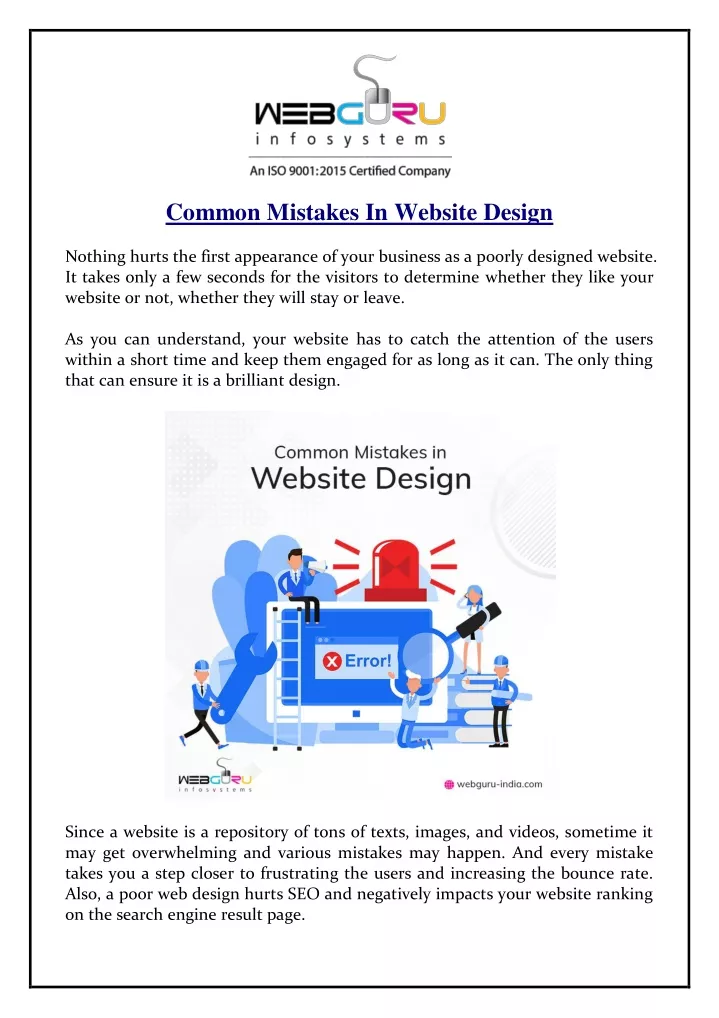 common mistakes in website design