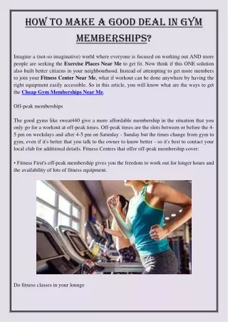 how to make a good deal in gym memberships