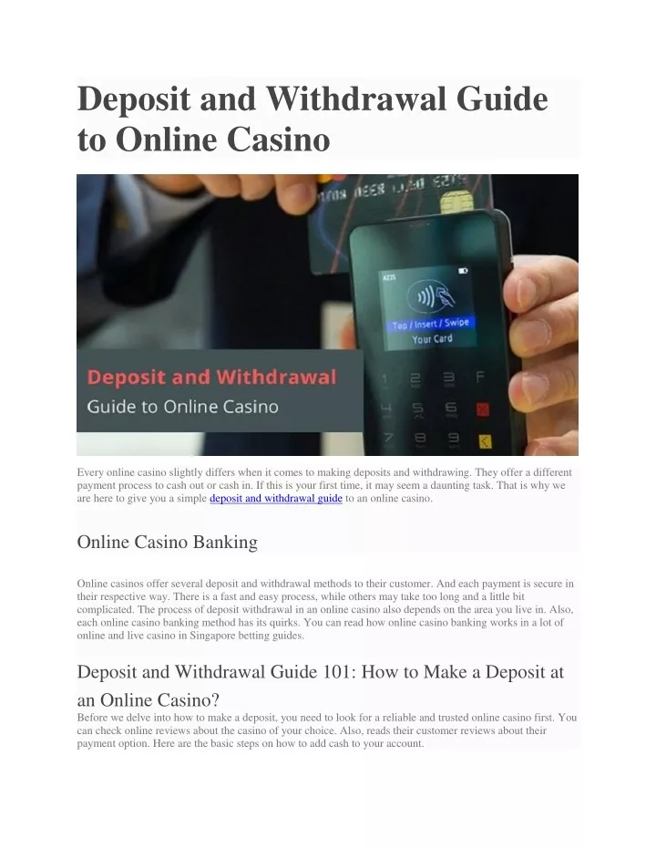 deposit and withdrawal guide to online casino
