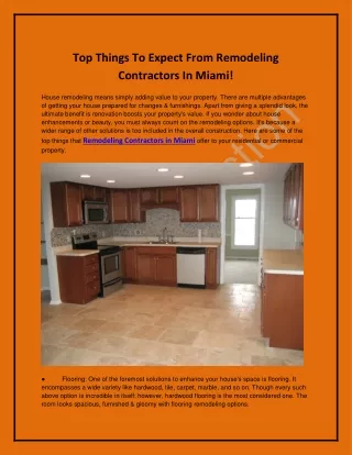 Top Things To Expect From Remodeling Contractors In Miami