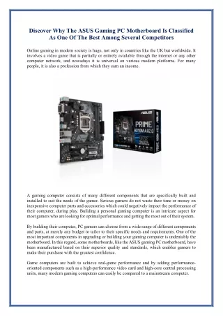 Discover why the ASUS gaming PC motherboard is classified as one of the best among several competitors