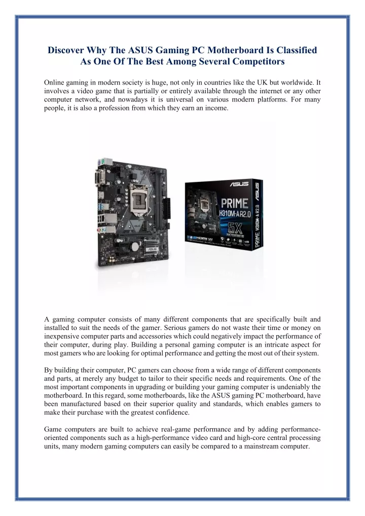 discover why the asus gaming pc motherboard