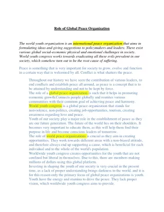 Role of Global Peace Organization
