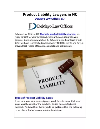 Product Liability Lawyers in NC