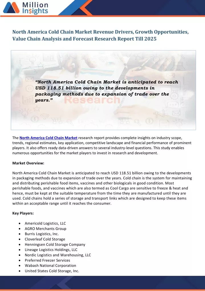 north america cold chain market revenue drivers