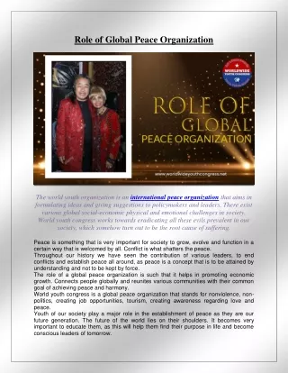 Role of Global Peace Organization