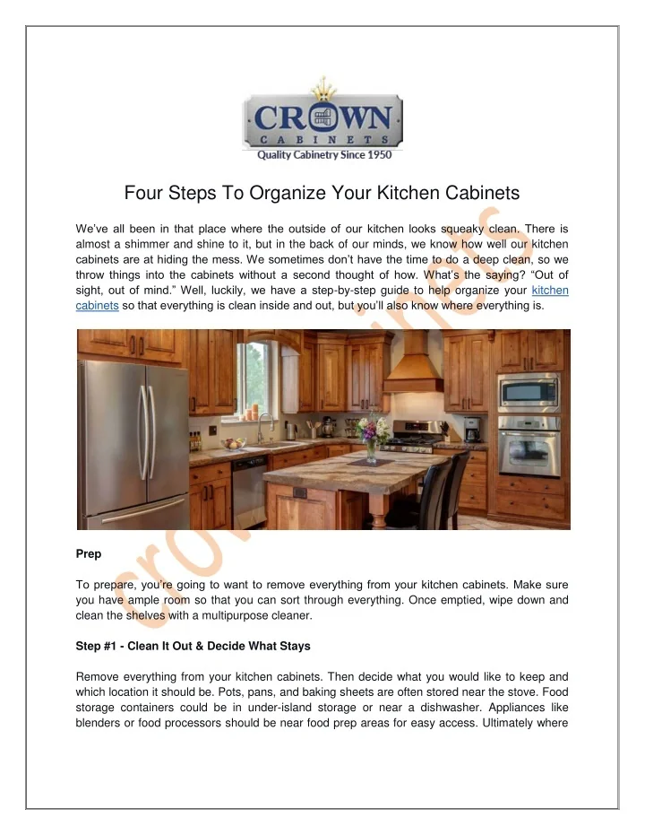 PPT - Four Steps To Organize Your Kitchen Cabinets PowerPoint ...