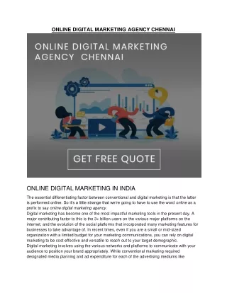 Online Digital Marketing Agency Chennai