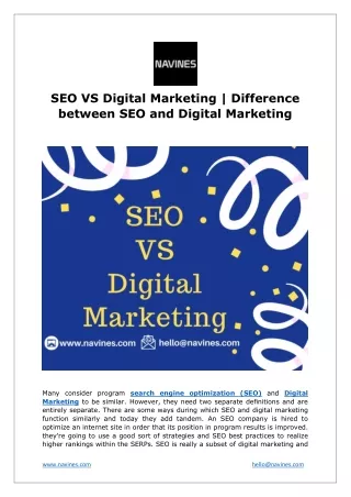 ⏫  SEO VS Digital Marketing | ⏫  Difference between SEO and Digital Marketing -