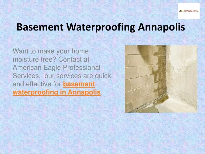 basement waterproofing annapolis