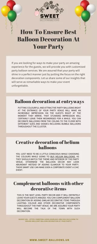 How To Ensure Best Balloon Decoration At Your Party