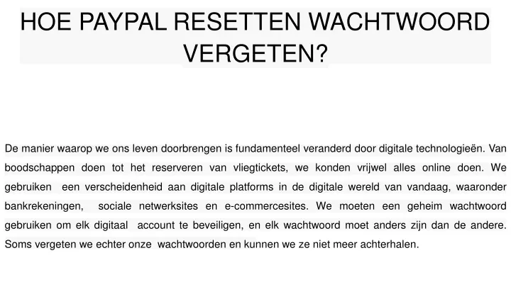 hoe paypal resetten wachtwoord