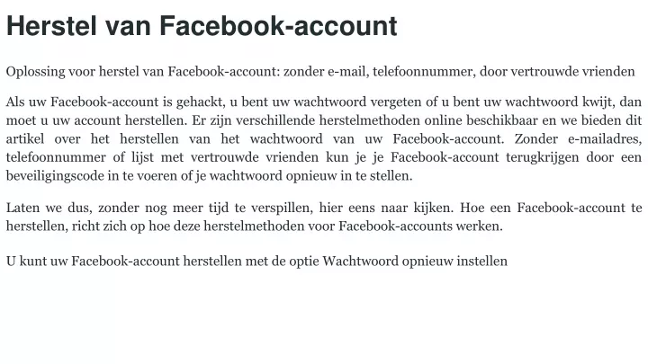 herstel van facebook account