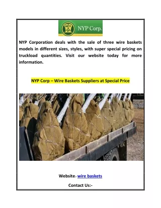 NYP Corp – Wire Baskets Suppliers at Special Price