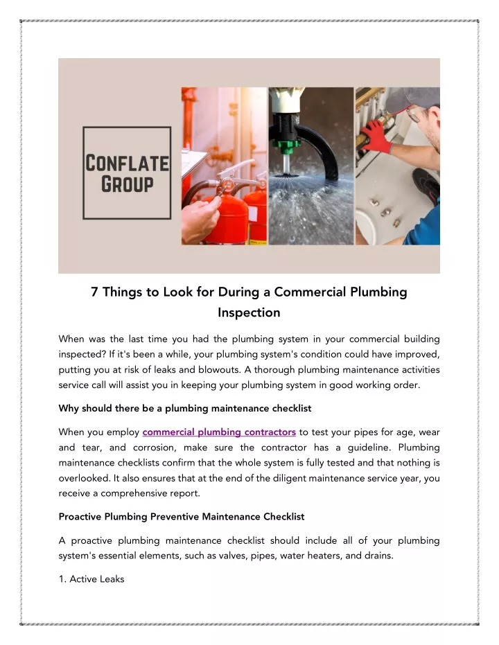 7 things to look for during a commercial plumbing