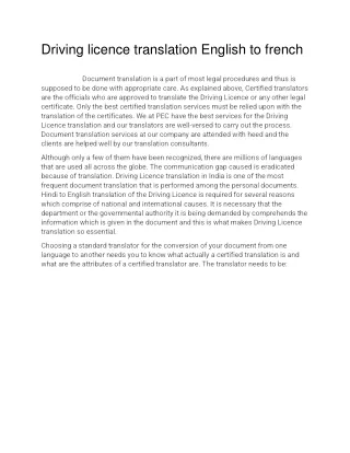 driving licence translation english to french