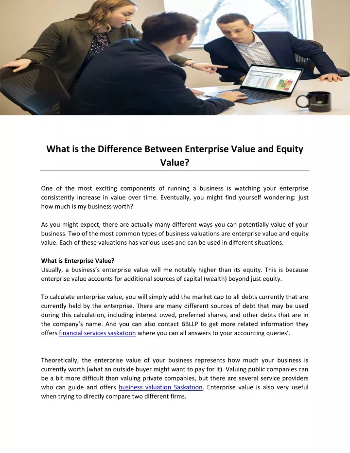 what is the difference between enterprise value