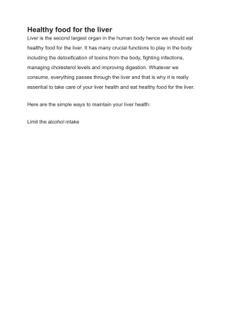 Healthy food for the liver
