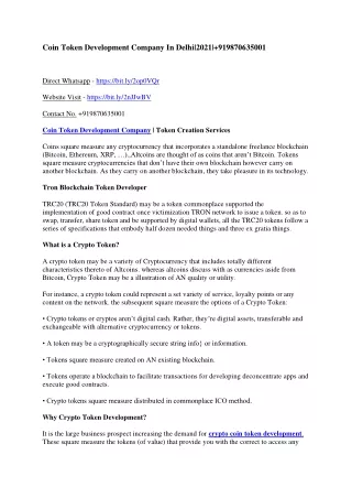 coin token development company in delhi 2021