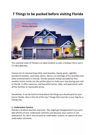 7 Things to be packed before visiting Florida