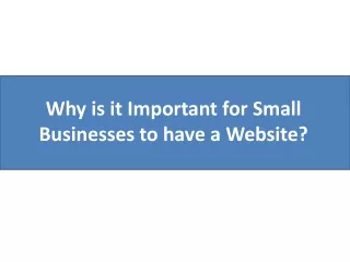 Why is it Important for Small Businesses to have a Website