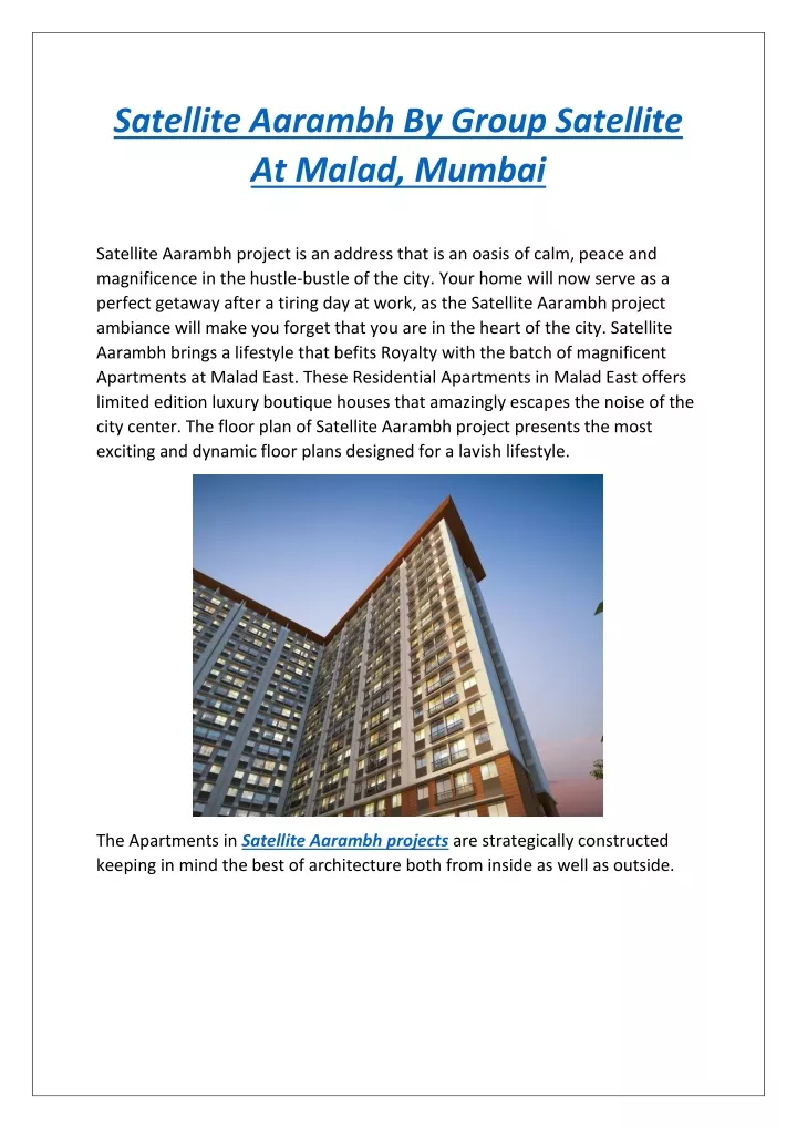 satellite aarambh by group satellite at malad