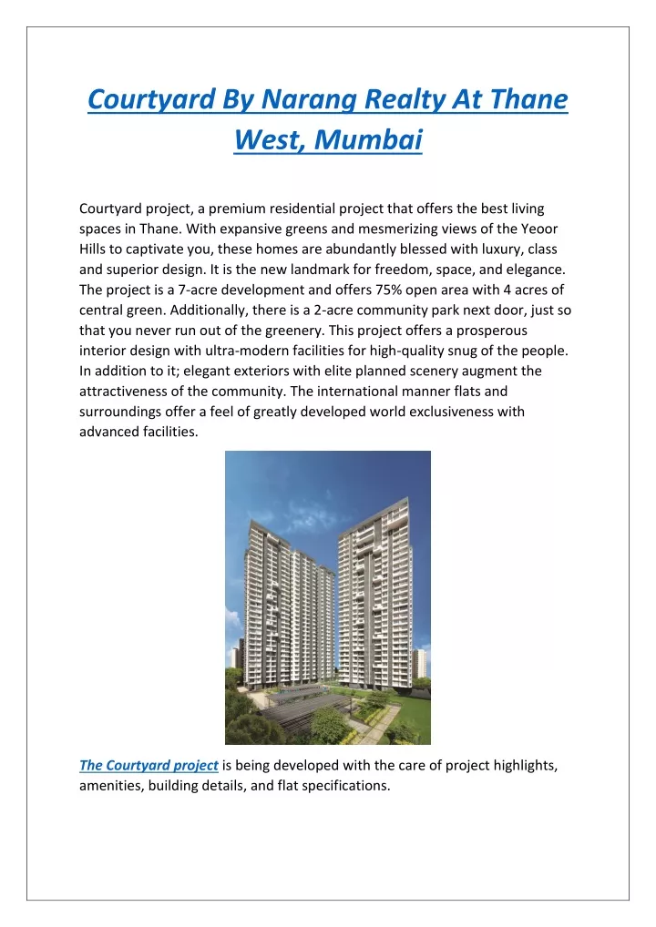 courtyard by narang realty at thane west mumbai