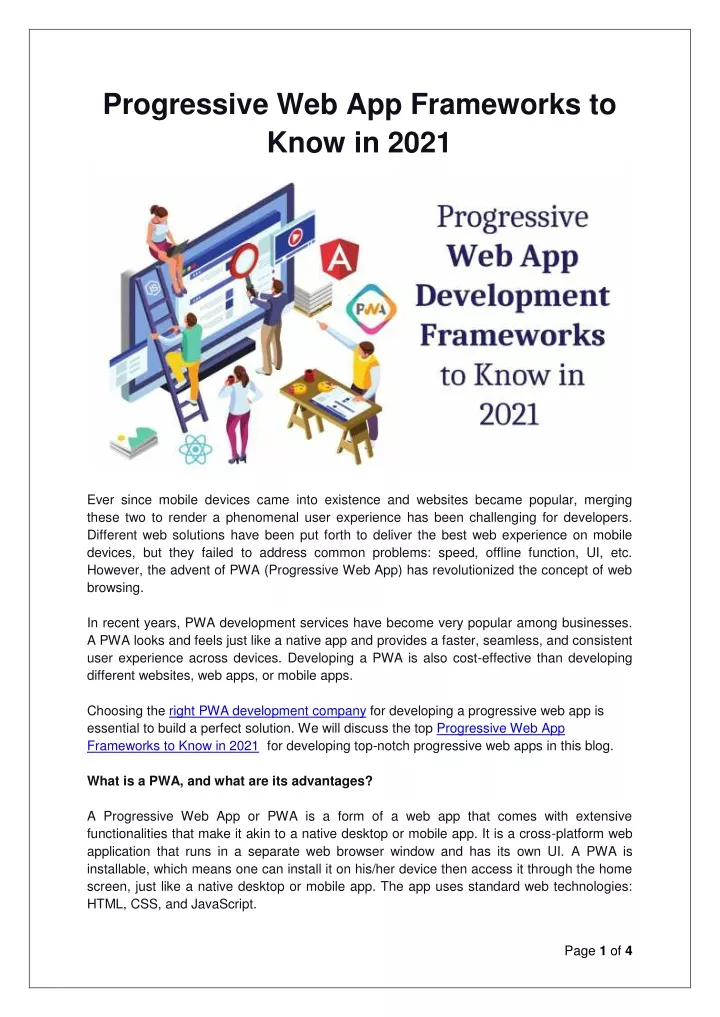 progressive web app frameworks to know in 2021