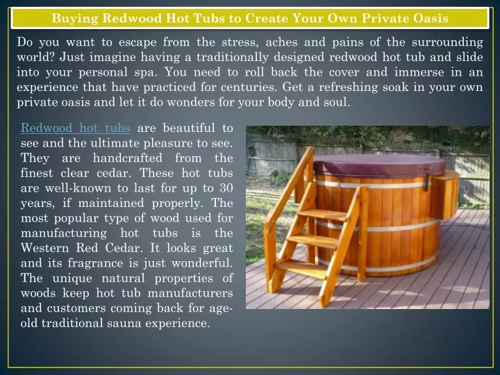 buying redwood hot tubs to create your