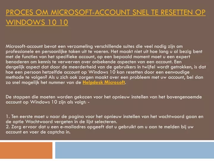 proces om microsoft account snel te resetten op windows 10 10