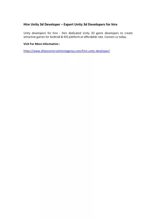 hire unity 3d developer expert unity