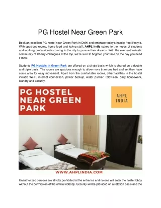 PG Hostel near Green Park