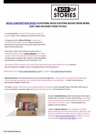 A Box of Stories Book Subsciption boxes in UK PDF