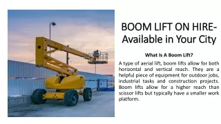 BOOM LIFT ON HIRE- Available in Your City