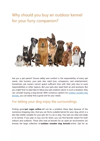 Why should you buy an outdoor kennel for your furry companion -Updated