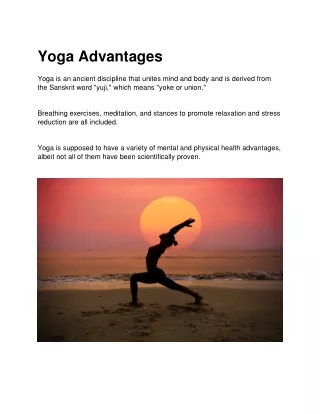 Yoga Advantages & Benefits